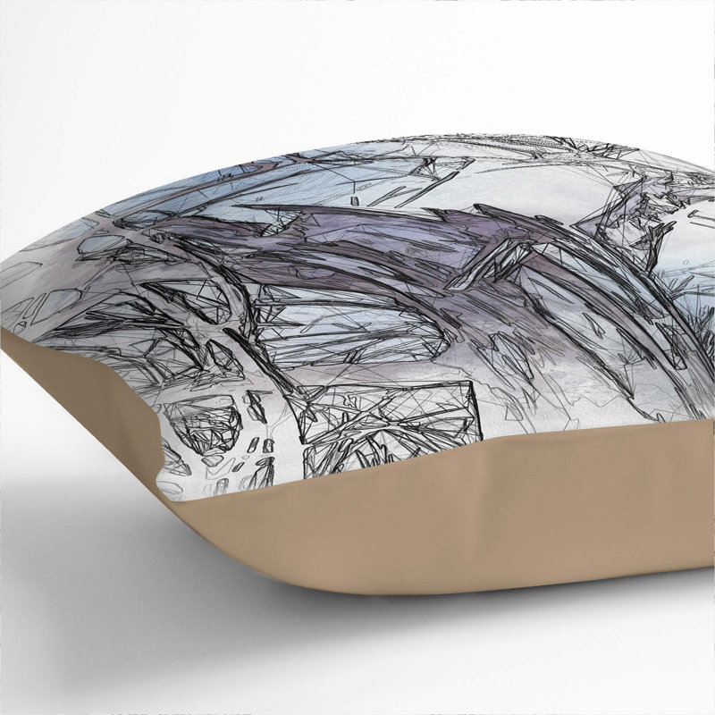 Tree at Wintertime Cushion with Filling, 55cm H x 55cm W x 20cm D, Stone