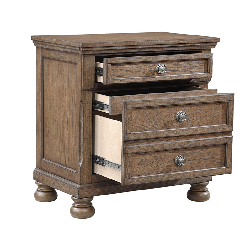 Table de chevet transitionnelle brun antique 1pc, Brun antique