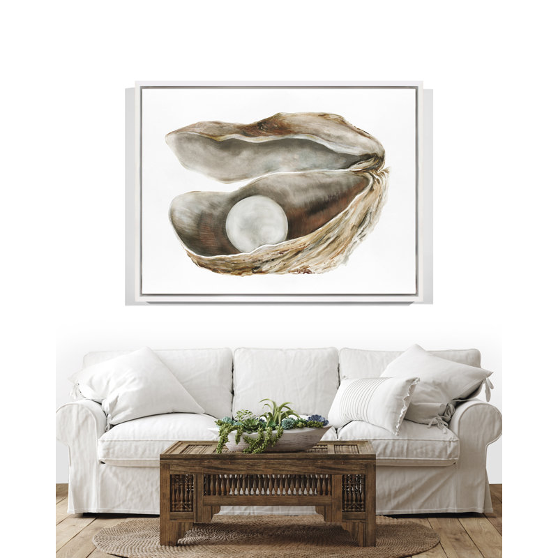 Oyster " Oyster 4 ", White Floater Framed, 23" H x 31" W