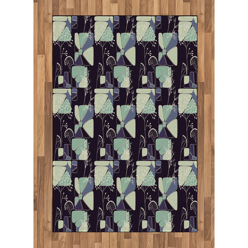 Tapis décoratif floral à haute densité en fibres de polyester, Rectangle— 4 pi x 5 pi 8 po