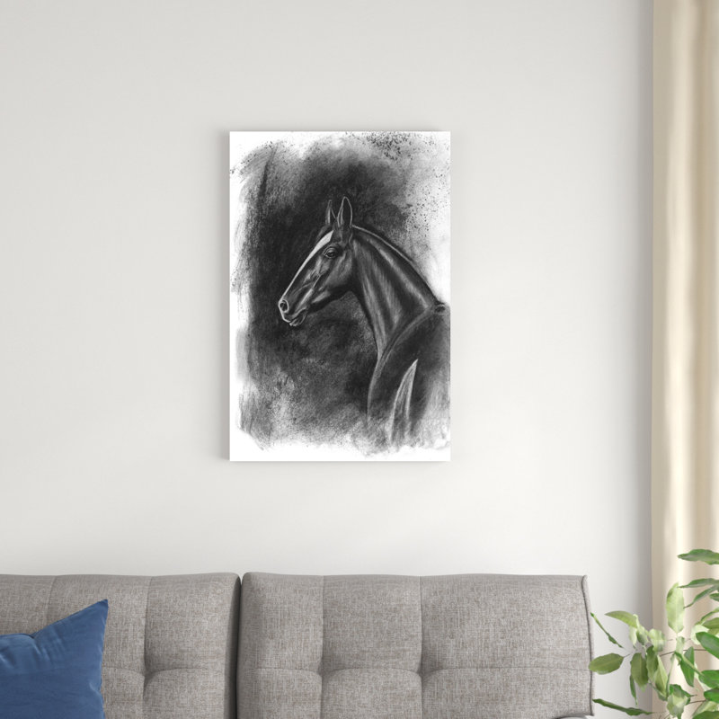 Portrait équestre gris anthracite II, H 30 po x l 20 po x P 1,25 po