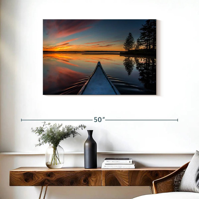 Senne Canoeing At Sunset, 24" H x 36" W