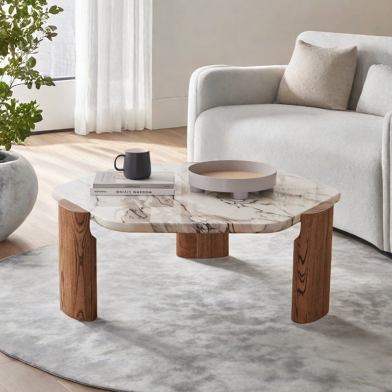 Table basse en marbre Design, H 13,77 po x L 31,49 po x l 27,95 po