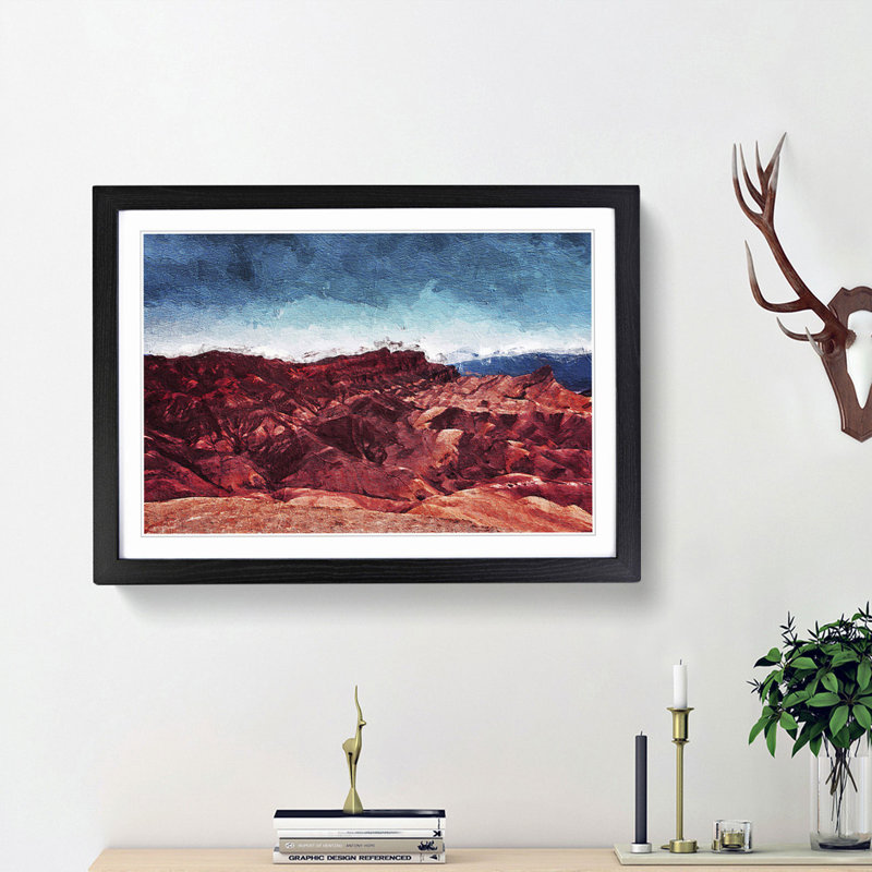 Sunset over Death Valley in California - Picture Frame Painting Print, 48cm H x 65cm W x 2cm D, Black Framed
