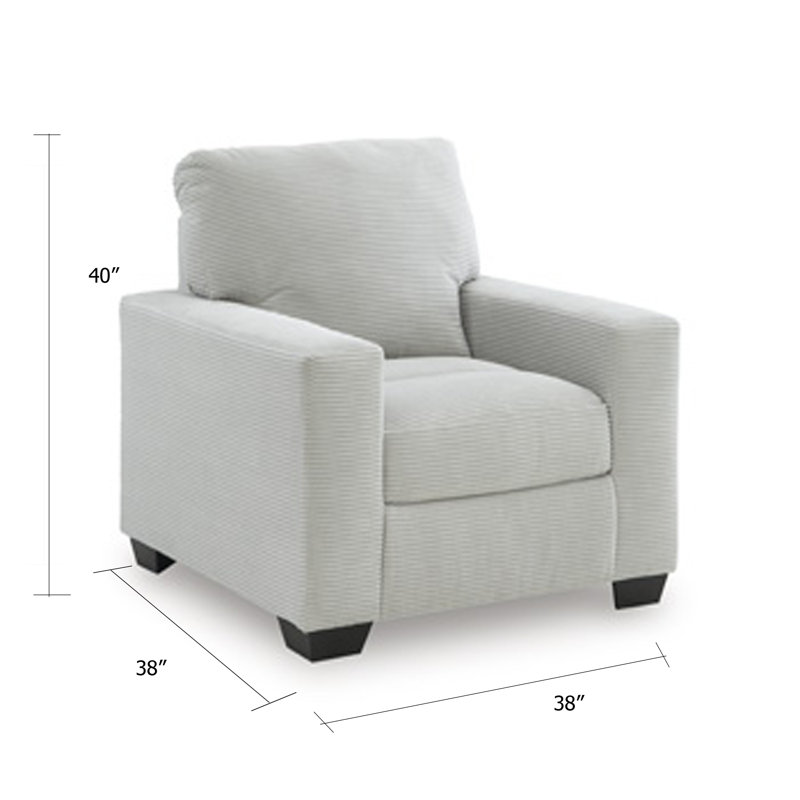 Fauteuil Geyn, polyester gris fumée clair, pieds en faux bois noir, Gris