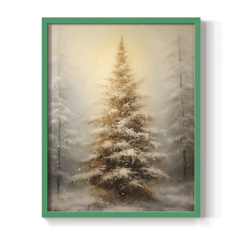 «Christmas Holiday Art», impression encadrée en bois massif, Vert, 30" H x 24" W