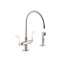 Glass Single-Hole Double Handle Kitchen Faucet with 9" Gooseneck Spout and Accent Sidespray-39368165