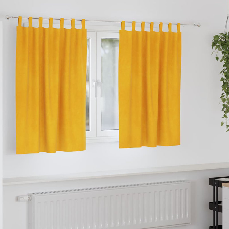 Curtains With Curtains 2 Pcs Polyester, Mustard, 141cm Width x 144cm Drop