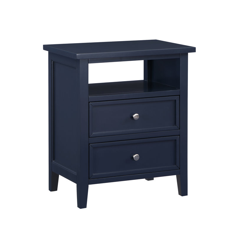 Weston Midnight Blue 2 Drawer Nightstand, Dark Blue