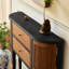 Console en bois massif noir et brun-1187516620