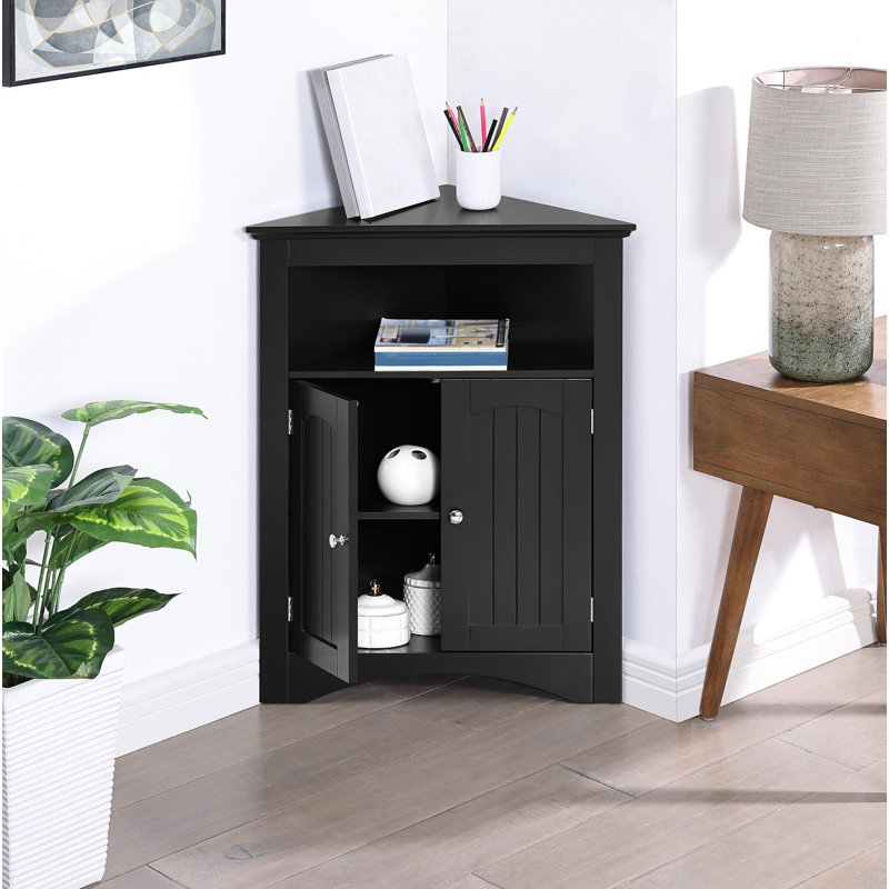 Armoire de coin de salle de bain avec portes et tablettes, cuisine, salon, armoire de rangement autoportante pour salle de bain