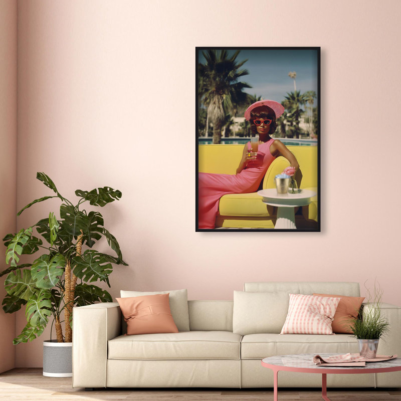 Oliver Gal Stylish Palm Springs Lady III Fashion - Luxury Shadowbox Framed Wall Art, 37.5" H x 25.5" W, Black