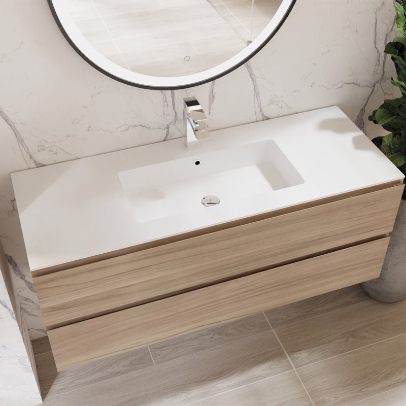 Meuble-lavabo simple DAX Pasadena en pin 48 po avec lavabo brillant Toscana