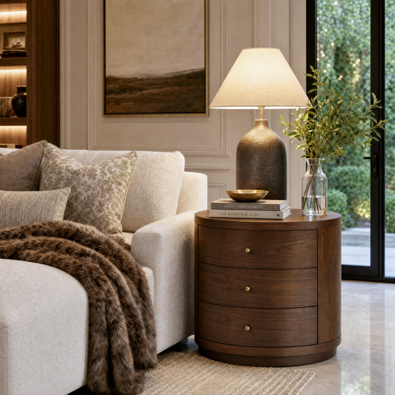 Celine 3-Drawer End Table, Walnut Brown