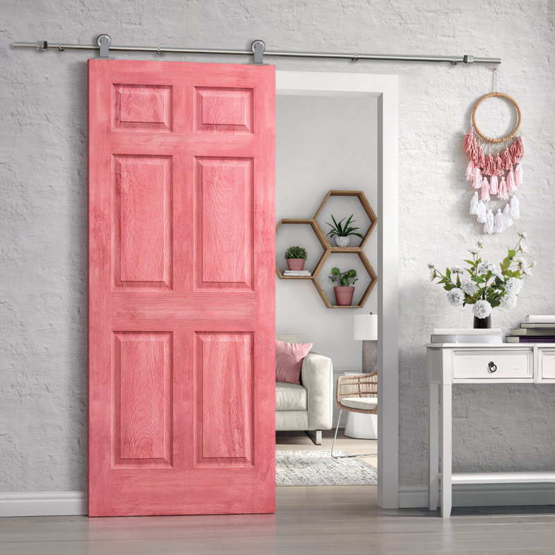Porte standard lambrissée en bois manufacturé, 30 po x 80 po, Rouge antique