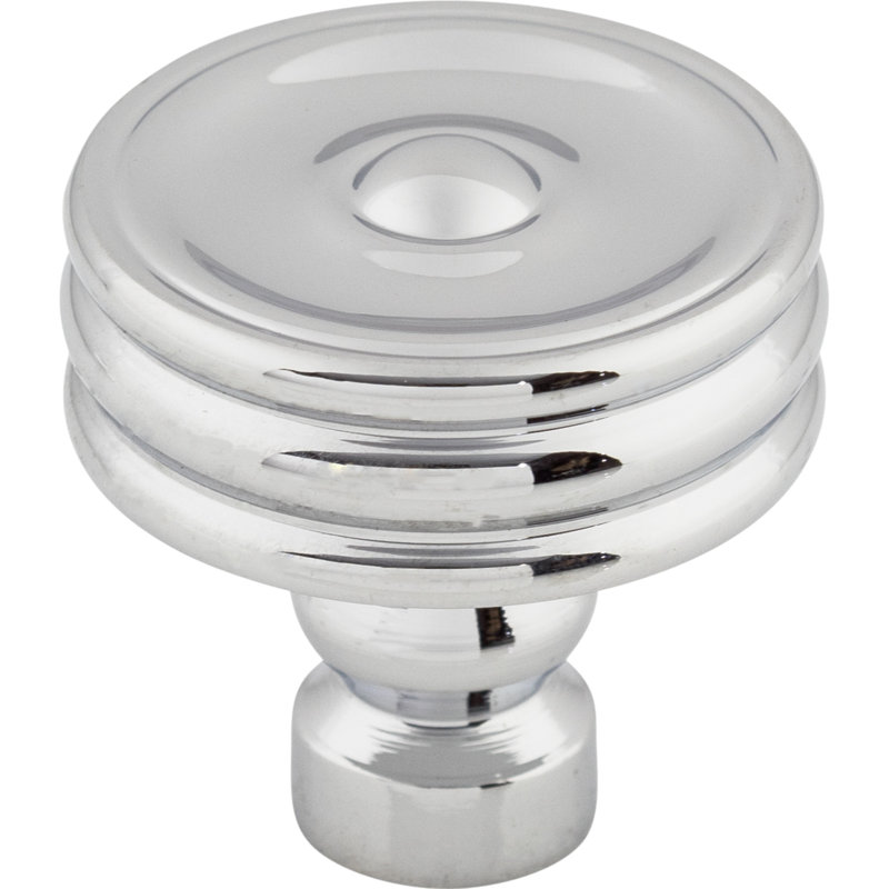 Brixton Ridged 1 1/4" Diameter Round Knob, Polished Chrome
