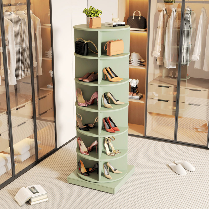 Range-chaussures, étagère à chaussures rotative, range-chaussures pour la maison, Blanc, 56.2" H x 23.6" W x 23.6" D
