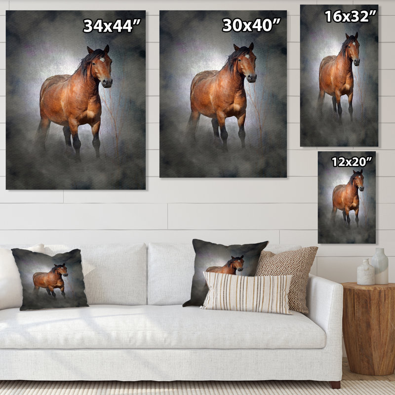 Portrait d'un cheval brun II - reproduction sur toile, H 40 po x l 30 po x P 1,5 po, Toile tendue