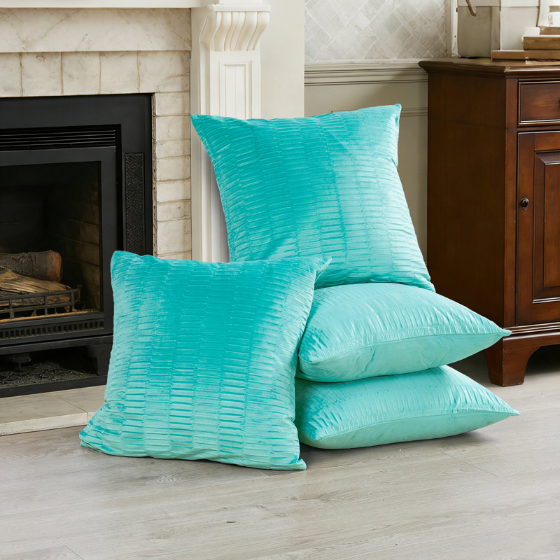 Velvet Pleated Throw Pillow Cover, North Sea