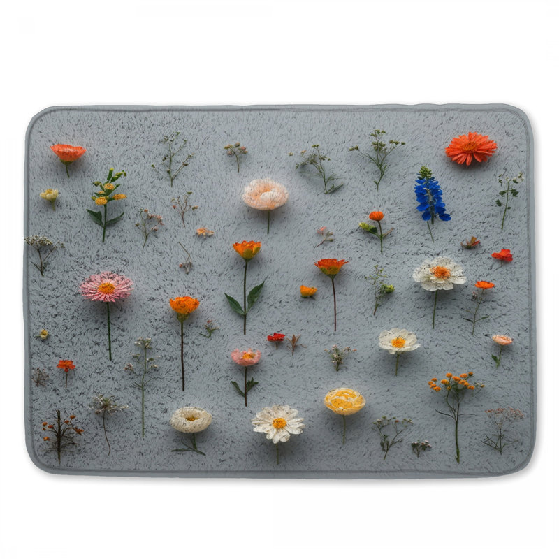 Tapis de bain à motif de fleurs sauvages assorties, L 24 po x L 17 po