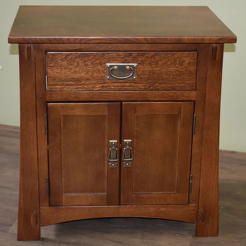 Table de chevet en bois massif Vergie, Noyer