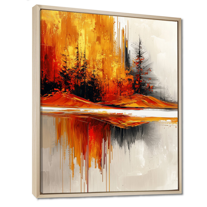 «Opsincs Abstract Autumn Forest In Ethereal Horizon II», art mural paysages, H 44 po x l 34 po, Crème, crème