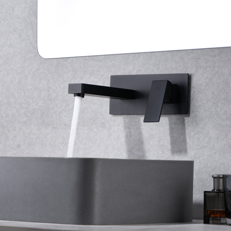 Robinet de lavabo de salle de bain, robinet de lavabo mural à un trou, Noir