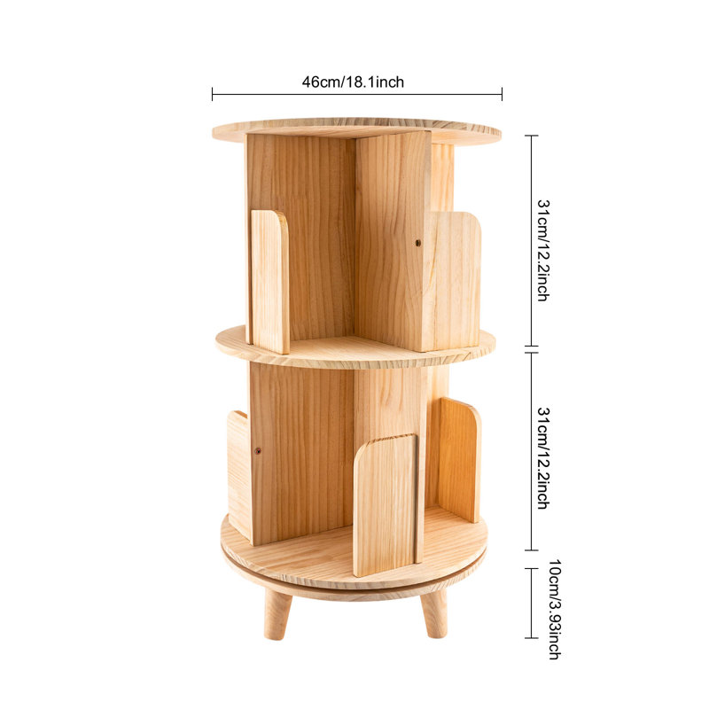 Debralyn 2- Tier 360° Rotating Bookshelf Bookcase Storage Shelf