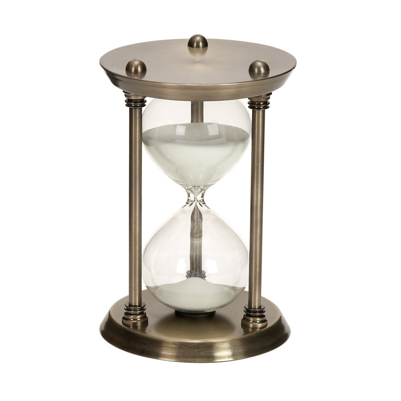Hourglass, Brass, 8" H x 3" W x 56" D
