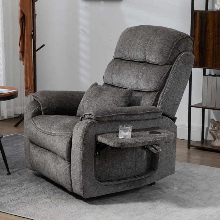 Lajuane Lay Flat Recliner in 74.8 Length, Dual Motor Power Lift Chair with Lumbar Pillow, Wireless Phone Charger & Cup Holder Hokku Designs