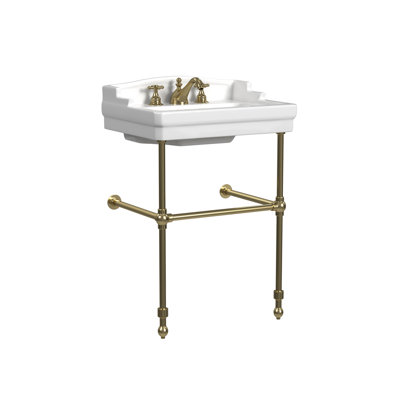 Cheviot Products Évier de salle de bain Essex 24 po avec débordement et base console en métal 31 po