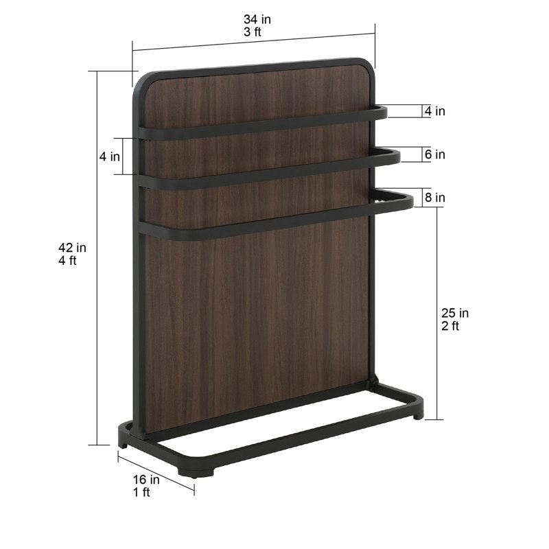 Sunjoy Brown Metal Towel Valet, 3 Crossbars, Lockable, Water Resistant