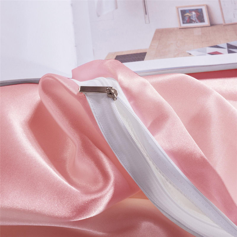 American Traditional Satin Standard Solid Duvet Cover, King Duvet Cover +  2 King Pillowcases, Pink