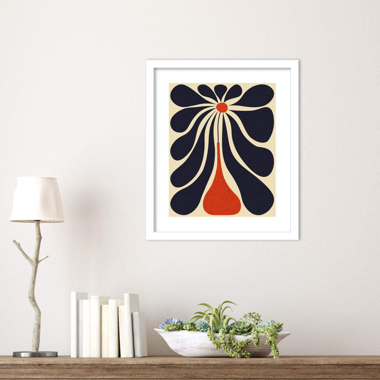 Lazy Flower Print by Alisa Galitsyna, White Framed, 17" H x 15" W