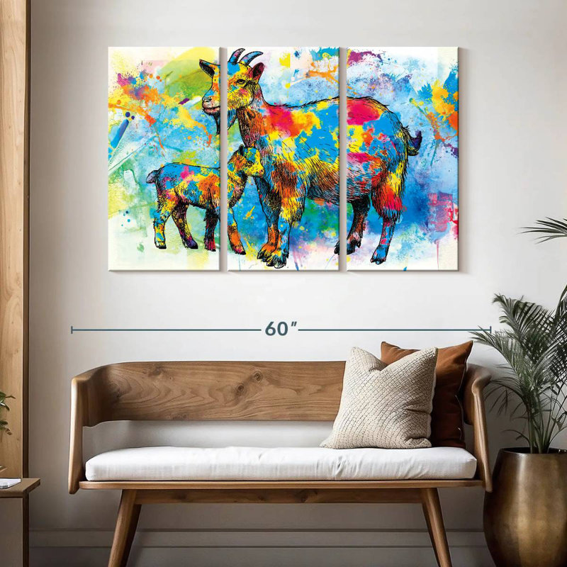 Goats Paint Splash, H 32 po x l 50 po