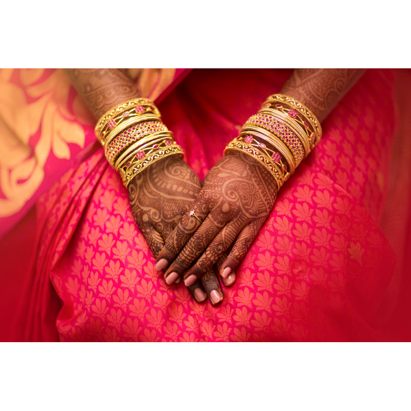 Indian Bride Hands - Wrapped Canvas Print, 30cm H x 46cm W x 3.8cm D