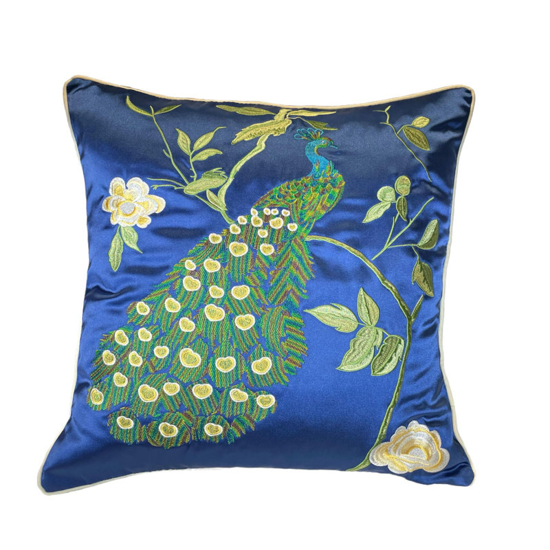 Housse de coussin réversible brodée en satin