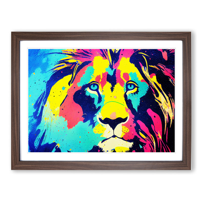 Splashed Lion Vol.6 Abstract - Framed Print, Walnut