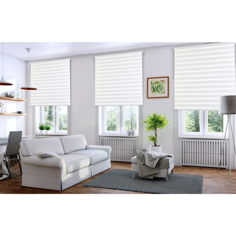 Store à enroulement semi-transparent sans cordon, L 24 po x L 72 po, Blanc
