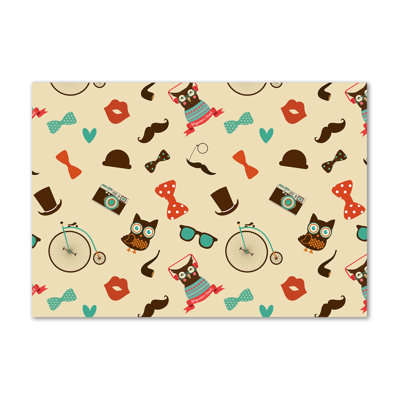 Hipster Owls - Wrapped Canvas Print