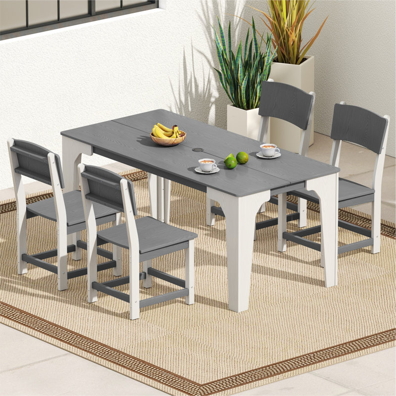  Table rectangulaire d'extérieur pour 6 personnes, White/Blue, 6