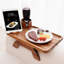Plateau porte-gobelet pour canapé, table de bout en bois d'acacia 3 en 1 avec support pour téléphone pivotant à 360 ° sur l'accoudoir