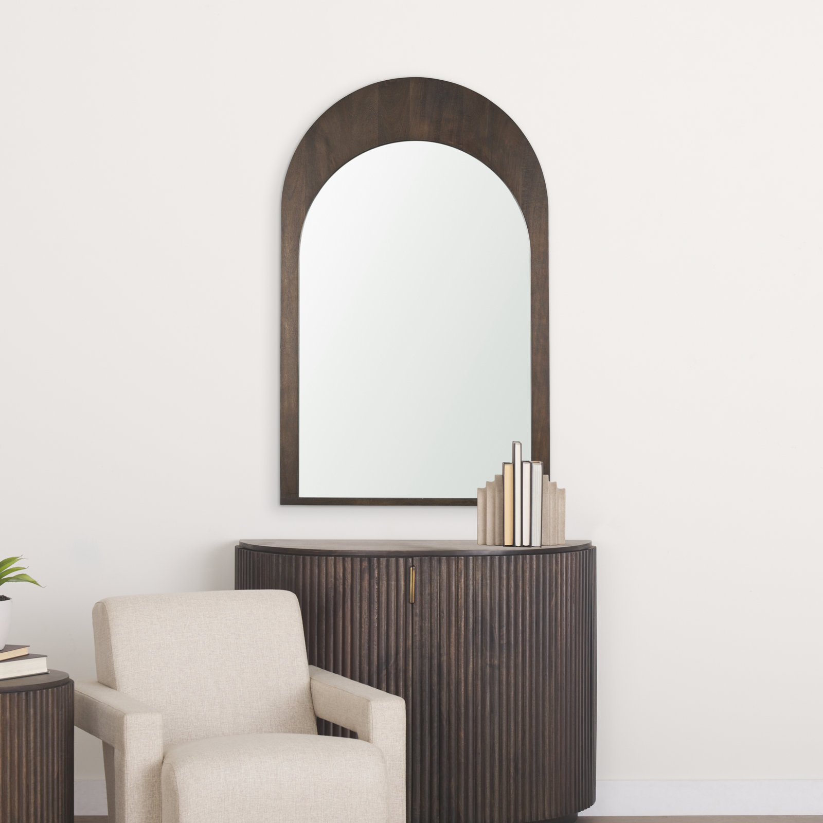 Vixe 42" Mango Accent Mirror, Dark Brown, 48" x 30"
