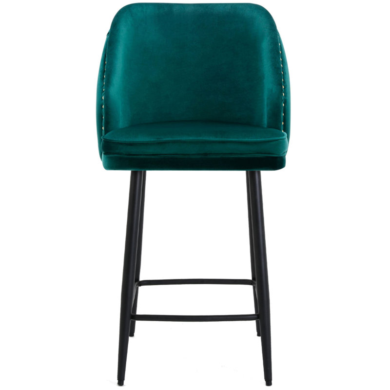 Atka Upholstered Counter Stool with Metal Frame, Sage Green