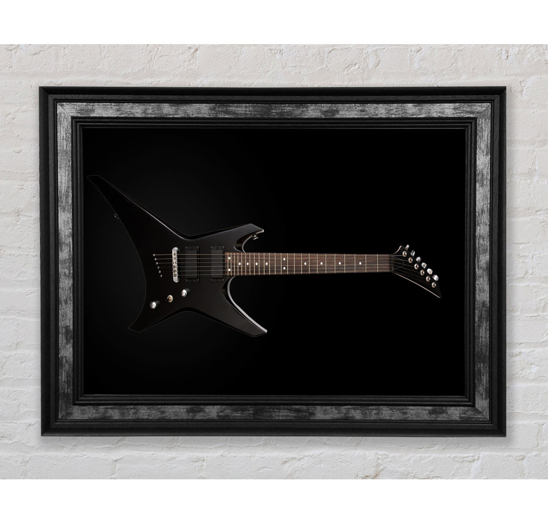 Rock and Roll Black Guitar - Einzelner Bilderrahmen Kunstdrucke