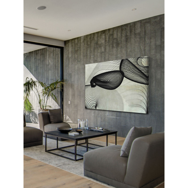 «Abstract Black and White 22-15-51 V2» par Irena Orlov, reproduction d'art sur toile tendue, 40 po x 60 po