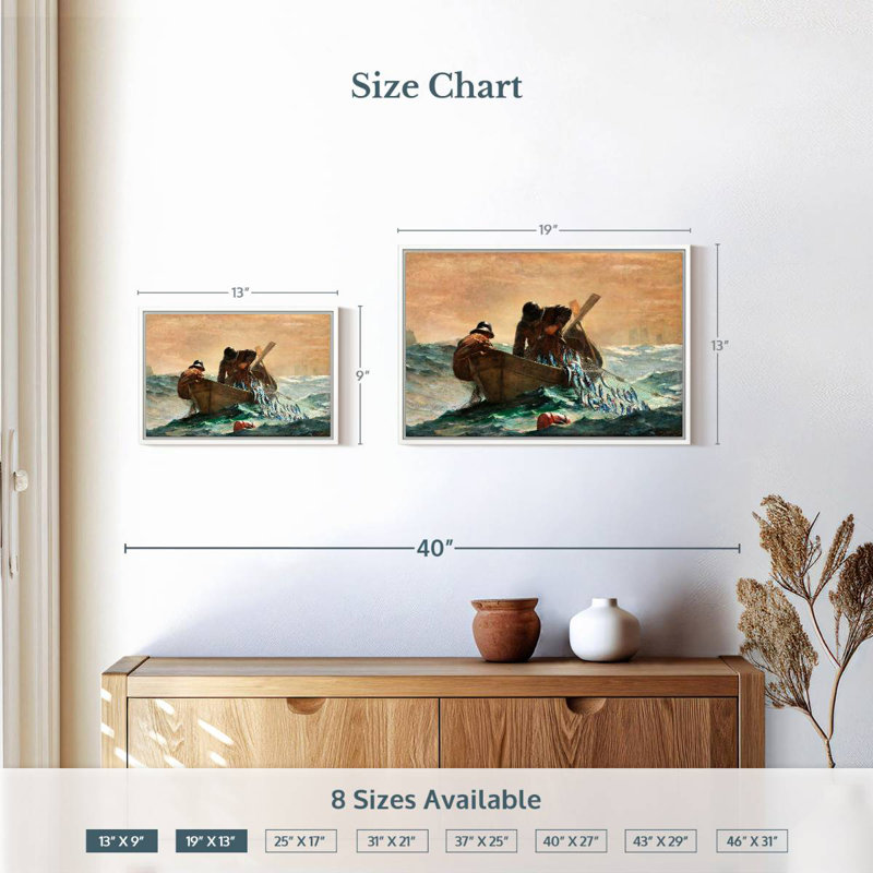 Le filet de hareng, 19 po x 13 po, Cadre flottant blanc