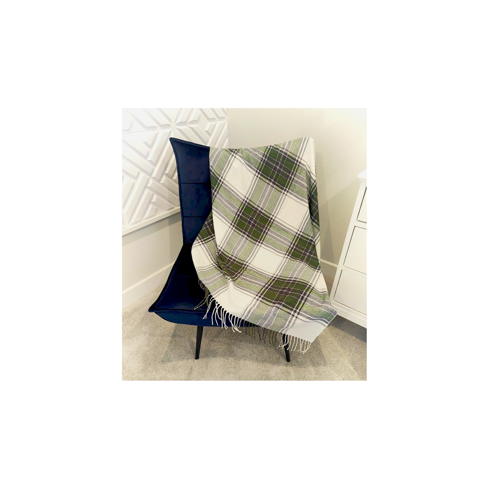 Sevan Collection Hand Woven Throw Blanket, Green