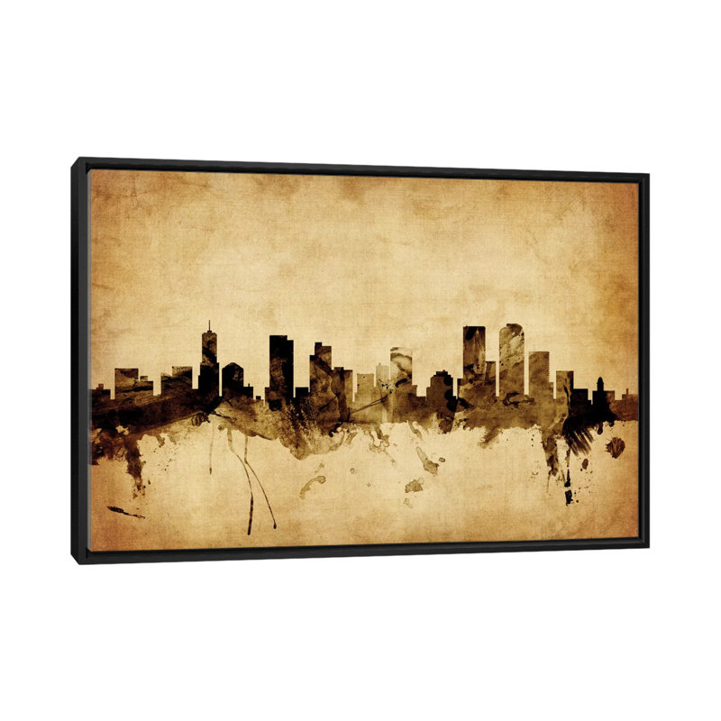 Foxed (Retro) Skyline Series: Denver, Colorado, États-Unis, impression sur toile tendue, H 32 po x l 48 po x P 1,5 po