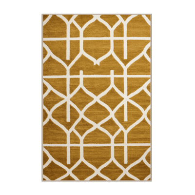 Machine Washable Trellis Brown Area Rug